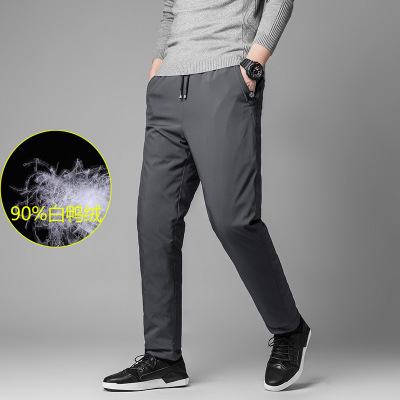 Winter New Middle-Aged and Elderly Men's Outerwear down Wadded Trousers Men's Large Size Thickened 90 White Duck down Outdoor Sports Casual Pants