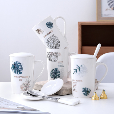 Ceramic Mug Ins Cup Water Cup Customized Gift Cup Wholesale with Cover Spoon Home Office Ceramic Cup