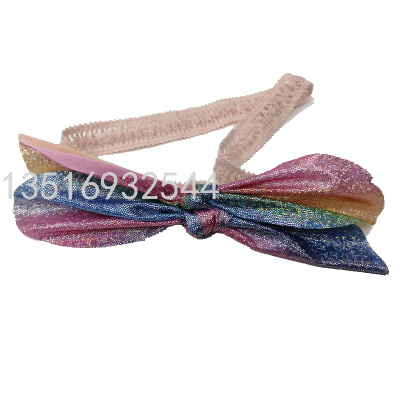 Handmade Fabric Headdress Japanese and Korean Sweet Children's Shiny Bow Hair Accessories New Online Red Hair Clip Rope