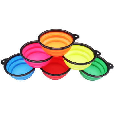 Black Frame Folding Silicone Pet Bowl Portable Dog Bowl Tableware Multi-Color Optional Dog Waterbowl Portable Folding Bowl