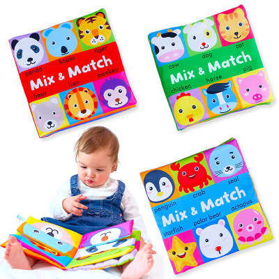 Lakarose Cartoon Animal Face Matching Cloth Book Tear-Proof Baby Three-Dimensional Cloth Book Montessori Early Education