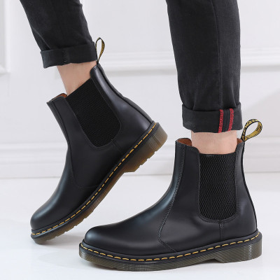 Chelsea Boots Men and Women Boots Couple Booties British Style High-Top Casual Leather One Pedal Dr. Martens Boots