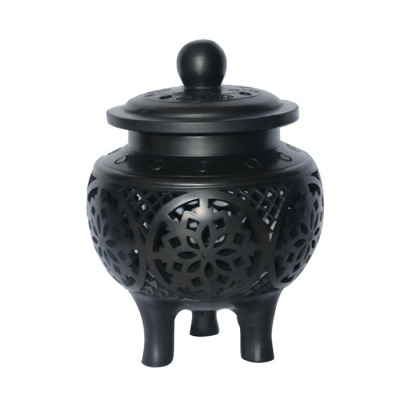Xiongzhou Black Porcelain Crafts Gift Master's Work Incense Burner Aromatherapy Vase Decoration Home Decoration Collection