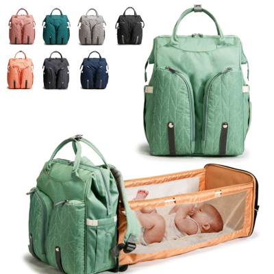 Folding Crib Mummy Bag Multi-Functional Fashion Baby Bag Large Capacity Backpack Mom Backpack Diaper Bag