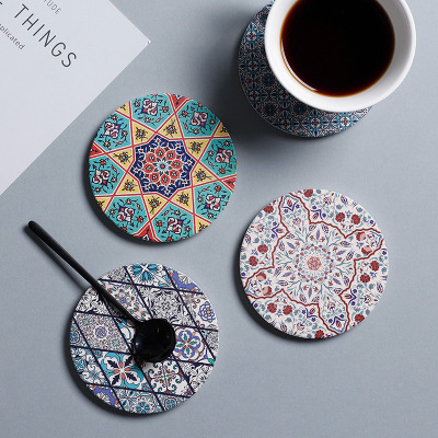 Bohemian Ceramic Diatom Ooze Water Absorbent Coaster Ins Creative Kitchen Household round Decals Table Mat Cup Mat