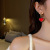 925 Silver Needle New Year Stud Earrings Female Personality Simple Red Heart Earrings Trendy Chinese Style Earrings Versatile High Sense