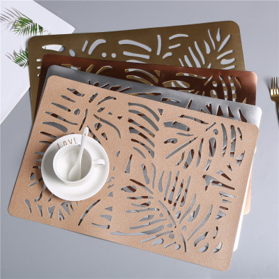 Rectangular Heat Proof Mat Hollow Decorative Table Mat Non-Slip PVC Coffee Table Restaurant Placemat