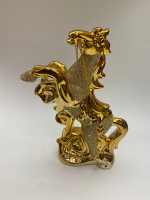 25 Golden Ceramic Horse Son and Mother Horse Crafts Decoration Export Products Factory Direct Sales Win Instant Success