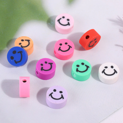 Factory Direct Sales Polymer Clay Beads Bracelet Accessories Children DIY Handmade Accessories Cross-Border Hot Selling Accessories Polymer Clay Smiley Beads