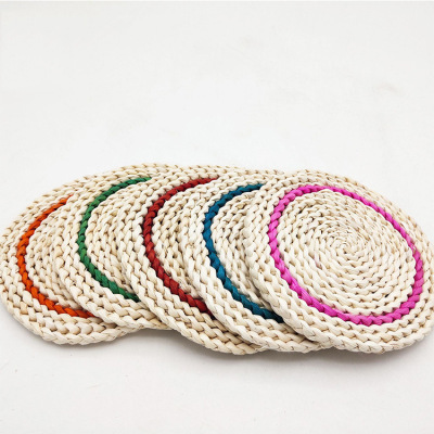 Japanese-Style Natural Corn Husk Hand-Woven Straw Coaster Placemat Casserole Mat Table Insulation Mat Water Draining Pad Coasters