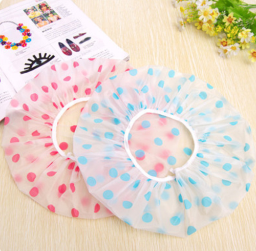 dot heart-shaped cute shower cap thickened adult waterproof shampoo cap women‘s bath hat shower cap shower cap