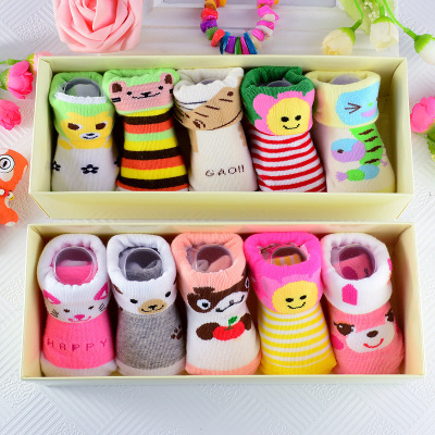 Factory Autumn Winter Baby Loose Mouth Children's Socks Gift Box Baby's Socks Solid Color Colored Cotton Newborn Socks One Piece Dropshipping