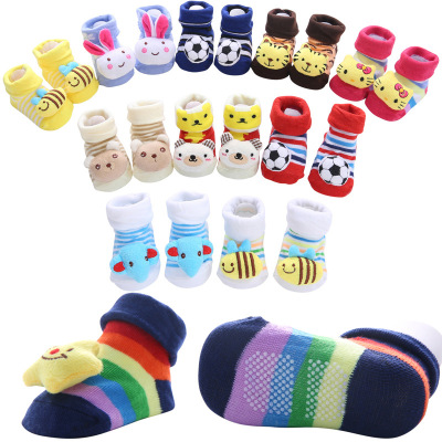 30-Style Cotton Cartoon Non-Slip Baby Floor Socks Striped Cute Three-Dimensional Doll Baby Toddler Socks