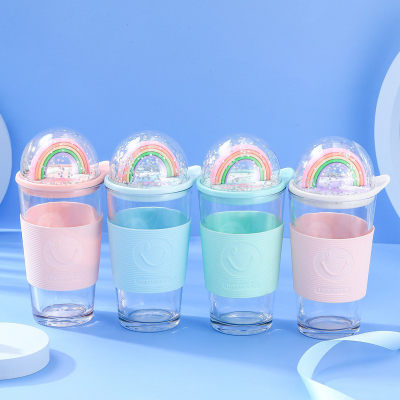 New cup smiling face creative glass rainbow micro landscape cartoon anti scald and anti fall cup manufacturers direct sa