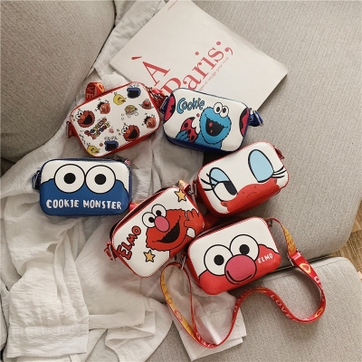 Autumn New Korean Sesame Street Children's Single-Shoulder Bag Pu Children Travel All-Matching Fashionable Bag Change Decoration Bag