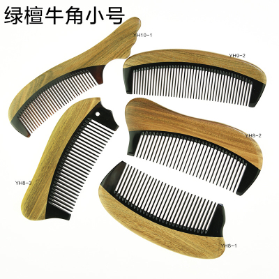 Factory Direct Sales Wholesale and Retail Natural Green Sandalwood and Horn Comb Comb That Can Be Easily Carried
