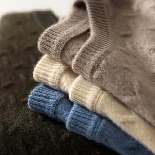 cashmere sweater men‘s semi-high round neck cashmere sweater thickened autumn and winter casual warm bottoming knitted loose woolen sweater