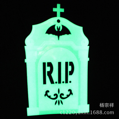 Factory Direct Supply Halloween Luminous Patch Wall Sticker Horror Decoration Pendant Tombstone Wholesale