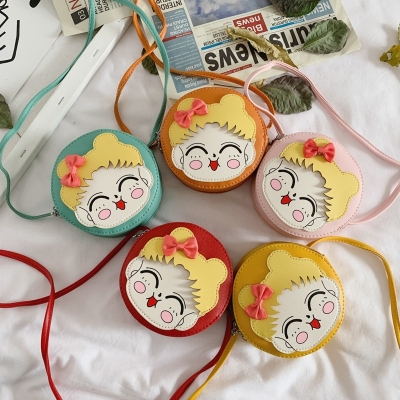 Korean Style New Pu Printing Smiley Face Little Girl Children's Bags Cartoon Cute One-Shoulder Crossbody Baby Change Accessory Bag