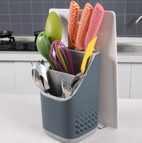 kitchen knife and fork drain storage box chopsticks holder tableware storage box soup spoon fork oblique insertion plastic compartment storage rack