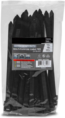 Industrial Extra Heavy Duty Multi-Functional UV Cable Tie, 250 Lbs Tensile Strength, Black 8.9"