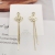 Sterling Silver Needle Fan-Shaped Tassel Earrings Long Face Slimming Slightly Inlaid Zircon Shell Fan Tassel Earrings