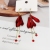 Rose Petals High Profile Large Earrings Sterling Silver Needle Long Graceful Online Influencer Tassel Earrings Red Female Earrings