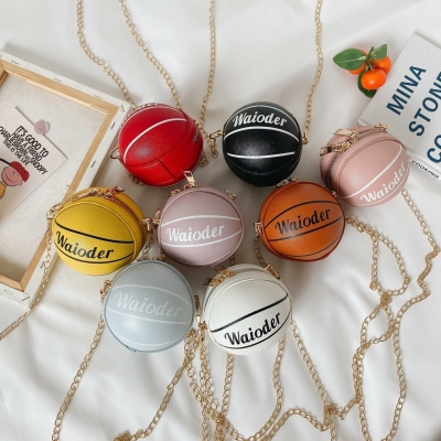 Ball Children's Bags 2020 Summer New Basketball Shoulder Small Crossbody round Bag Fashion Chain Baby Coin Purse