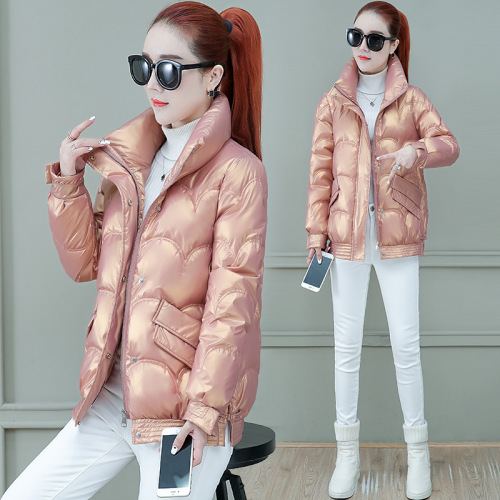 fashionable colorful glossy coat women‘s cotton-padded coat 2020 new winter clothes down cotton jacket thickened all-matching short cotton coat