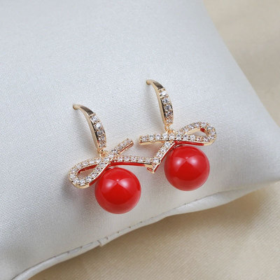 Short Ear Hook Symmetrical Bow Pearl Earrings Personality Minimalist Elegant Petite Earrings Women