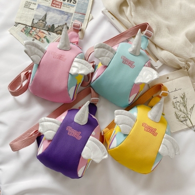 Foreign Trade Korean Style 2020 New Little Wing Unicorn Girl Children Fashion Oxford Cloth One Shoulder Crossbody Chest Bag