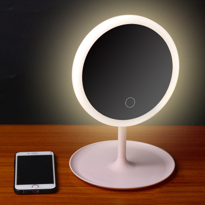 Led Make-up Mirror Desktop Girl with Light Portable Folding Cosmetic Mirror Dormitory Desktop Intelligent Induction Fill Light Mirror