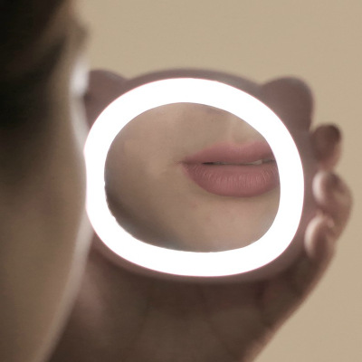 OL with Light Led Make-up Mirror Douyin Online Influencer Fill Light Mirror USB Charger Cute Rabbit Dressing Mirror 46G