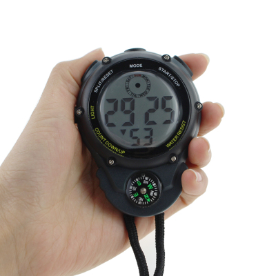 Display Stopwatch with Compass Backlight Large Screen 2-Channel Stopwatch Timer Track and Field Training Running Gift