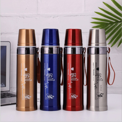 Creative Vacuum Stainless Steel Vacuum Cup Outdoor Sports Portable Bullet Thermos Mug Rope Holding Customized Gift Cup