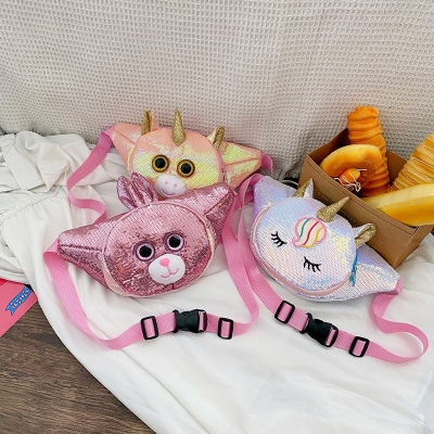 Unicorn Bag Creative Unicorn Sequined Waist Bag Kindergarten Shoulder Bag Cartoon Cute Fashion Messenger Bag