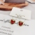 Heart-Shaped Red Dripping Oil Transparent Heart and Circle Eyelet Earrings Temperament Kawaii Female