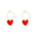 Heart-Shaped Red Dripping Oil Transparent Heart and Circle Eyelet Earrings Temperament Kawaii Female