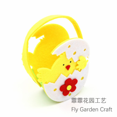 Non-Woven Art Ware Felt Cloth Easter Handbag Rabbit Chicken Egg Basket