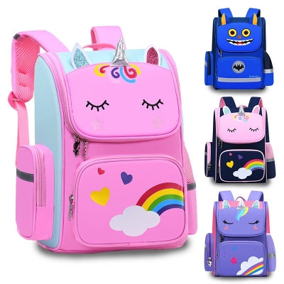 Primary School Student Schoolbag Custom Printed Logo Cute Offload Spine Protection Large Capacity Backpack Children's Schoolbag Female Male Wholesale