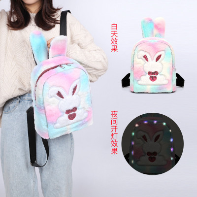 Autumn and Winter New Furry Backpack Cartoon Cute Light Plush Parent-Child Bags Bunny Sequined Children's Backpack