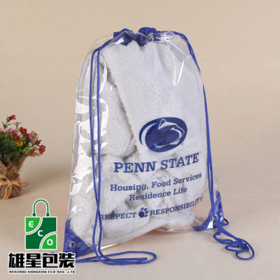 Polyester Fabrics Splicing Hyaloid Membrane Storage Drawstring Drawstring Bag Plastic Handbag Drawstring Bag Customized PVC Backpack Bag