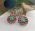 Rongyushi Luxury Flower Red Agate Turquoise Mixed Colored Gemstone Earrings European and American Retro Malachite High-Key Eardrop