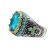 Rongyu Fashion Foreign Trade New Sapphire Ring Men's Retro Diamonds Two-Color Ring Ornament