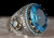 Rongyuomei Artisan Diamond-Embedded Emerald Green Zircon Ring Amazon Hailan Gem Retro Men's Ring