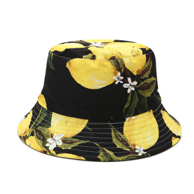 European and American New Tropical Printing Fruit Pattern Bucket Hat Women's Summer Outdoor Sports Sun-Proof Hat Leisure Basin Hat