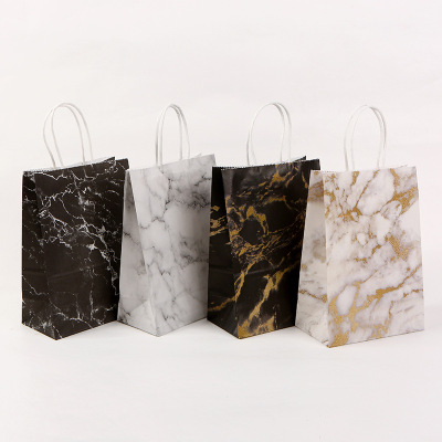 Kraft Paper Gift Bag Marble Series Creative Handbag Takeaway Packing Bag Clothing Shopping Kraft Paper Bag Gift Bag