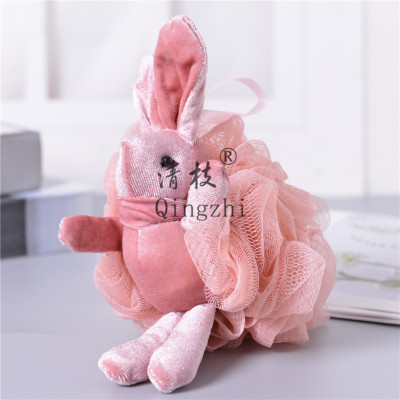 Cute Cartoon Bunny Children Adult Bath Ball Microfiber Soft Large Bath Towel Bath Mesh Sponge