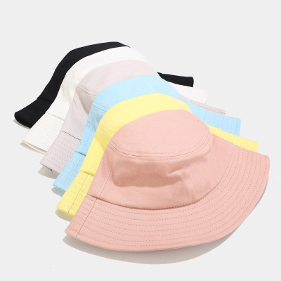 Korean Style Macaron Color Light Board Bucket Hat Female Japanese Summer Student Couple Sun Hat Bucket Hat Customizable Logo