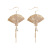 Earrings Metal Carved Fan Ear Hook Pearl Fashion Retro Simple Graceful Design Sense Creative Drop Earrings